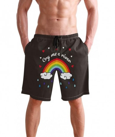 Board Shorts Men's Quick Dry Swim Trunks with Pockets Beach Board Shorts Bathing Suits - Cry Me a River Rainbow - CN195SRWR2T...