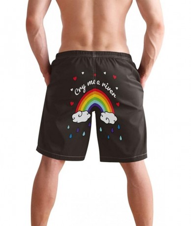 Board Shorts Men's Quick Dry Swim Trunks with Pockets Beach Board Shorts Bathing Suits - Cry Me a River Rainbow - CN195SRWR2T...