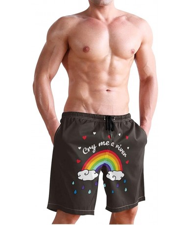 Board Shorts Men's Quick Dry Swim Trunks with Pockets Beach Board Shorts Bathing Suits - Cry Me a River Rainbow - CN195SRWR2T...