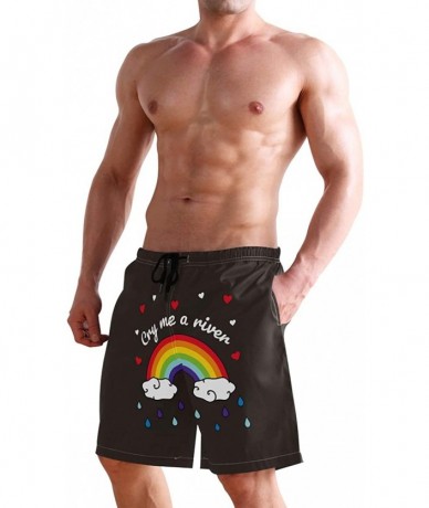 Board Shorts Men's Quick Dry Swim Trunks with Pockets Beach Board Shorts Bathing Suits - Cry Me a River Rainbow - CN195SRWR2T...