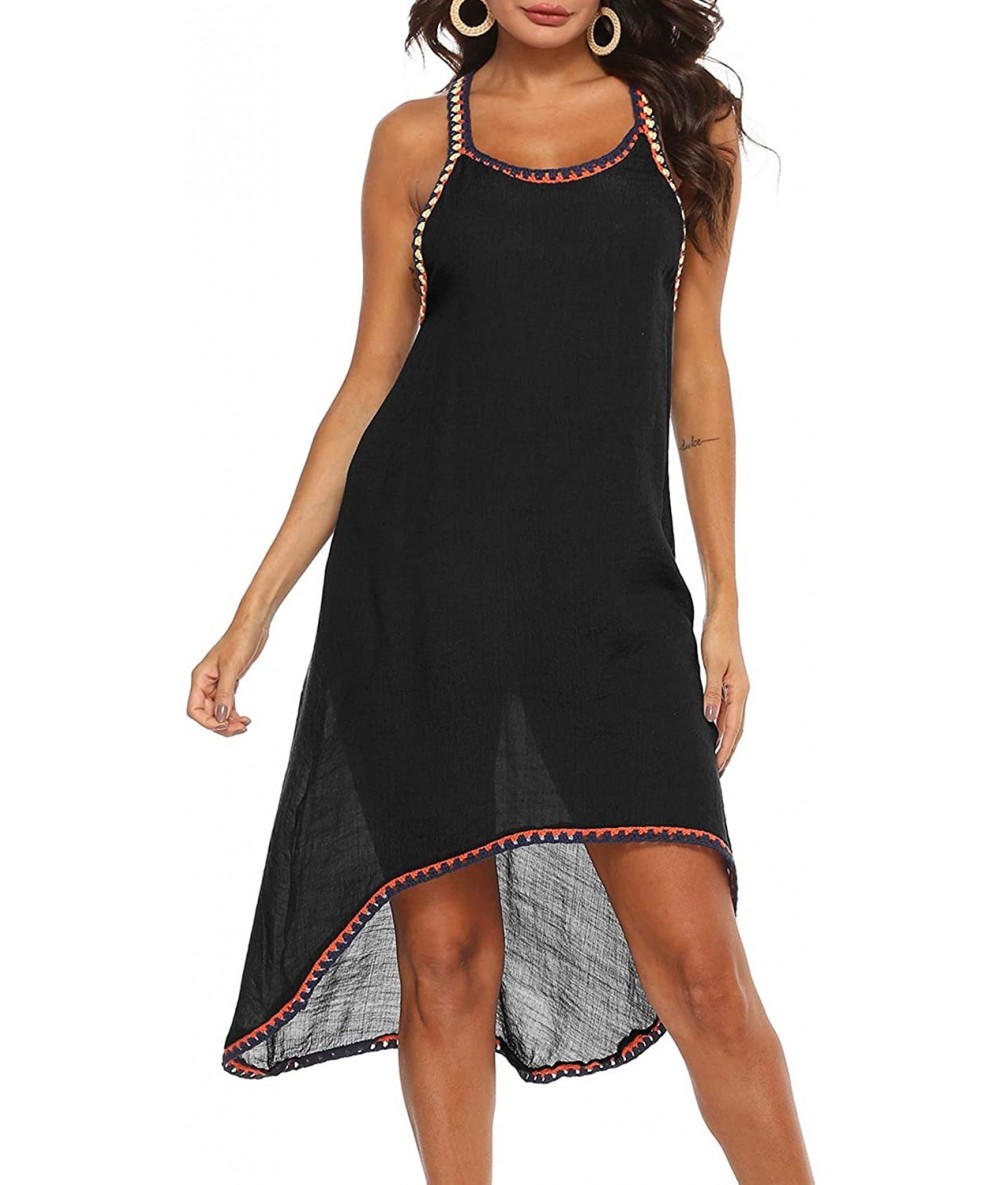 Cover-Ups Swimsuit Cover Ups for Women Sleeveless Bathing Suit Coverups Ladies Long Beach Dress Wear - Black - C7196D5Z8WY $3...