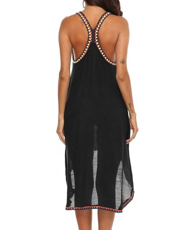 Cover-Ups Swimsuit Cover Ups for Women Sleeveless Bathing Suit Coverups Ladies Long Beach Dress Wear - Black - C7196D5Z8WY $3...