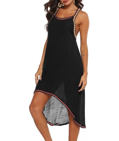 Cover-Ups Swimsuit Cover Ups for Women Sleeveless Bathing Suit Coverups Ladies Long Beach Dress Wear - Black - C7196D5Z8WY $3...