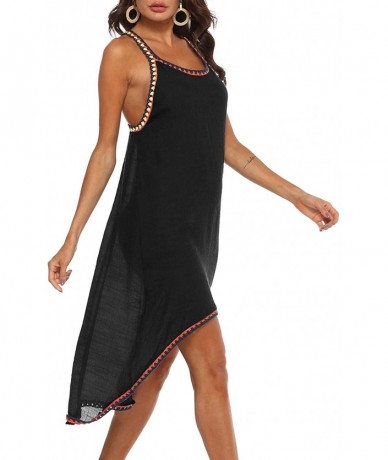 Cover-Ups Swimsuit Cover Ups for Women Sleeveless Bathing Suit Coverups Ladies Long Beach Dress Wear - Black - C7196D5Z8WY $3...