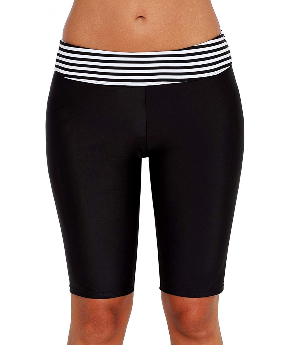 Bottoms Women's Rash Guard Board Pants Swim Leggings Unitard Tankini Capri Swim Pants S - 3XL - Black-791 - C218MEZW75Z $34.05