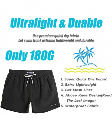 Board Shorts Mens 5" Short Swim Trunks with Mesh Lining Quick Dry Bathing Suits Swimming Shorts Swimsuit - 1851710-black - CU...